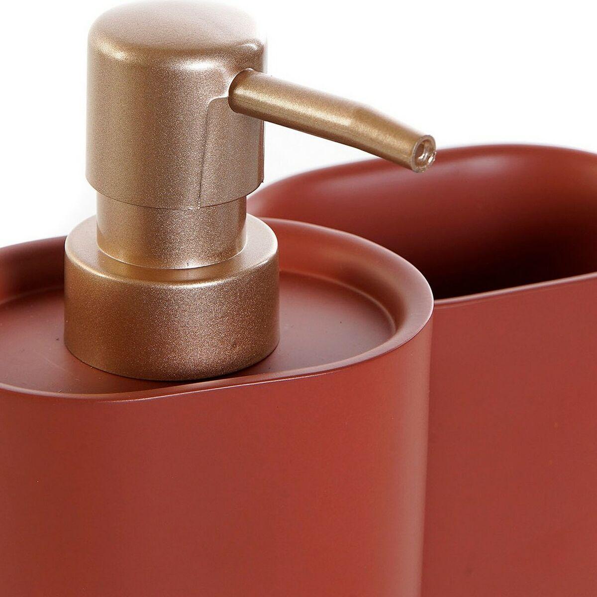 Set de Baño DKD Home Decor Dorado Terracota PVC Resina Moderno 8,5 x 6 x 18 cm (2 Unidades)