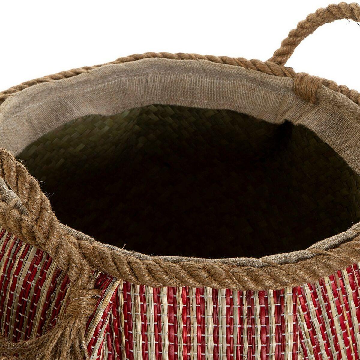 Cesta DKD Home Decor Natural Rojo Azul Fibra natural (31 x 31 x 30 cm) (2 Unidades)