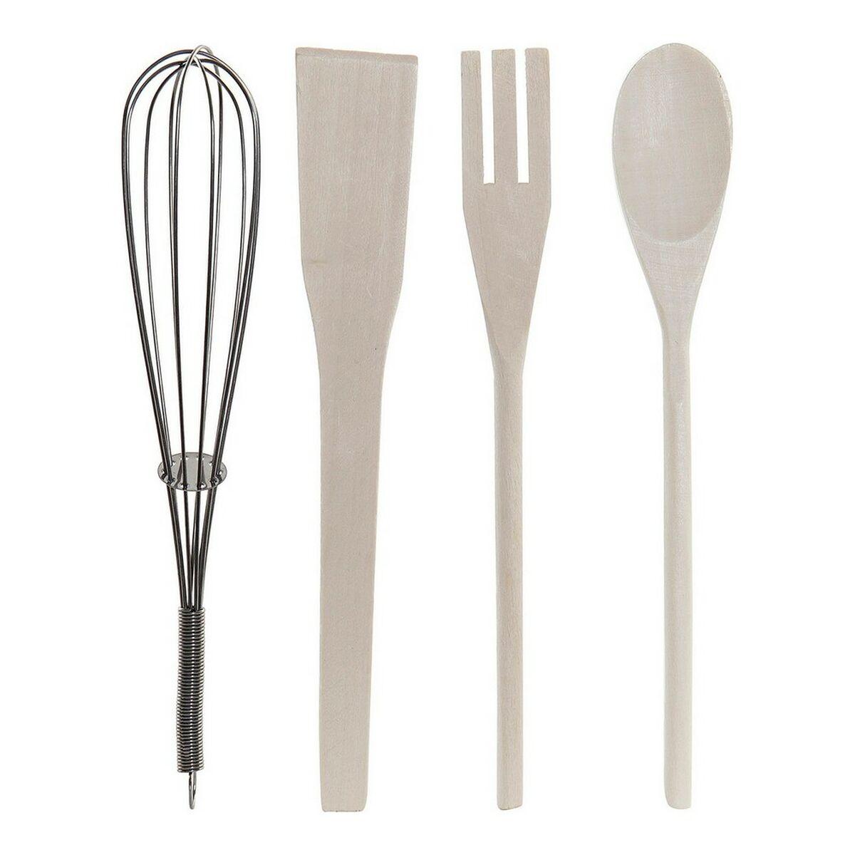 Bote para Utensilios de Cocina DKD Home Decor Madera de caucho Gres (2 pcs)