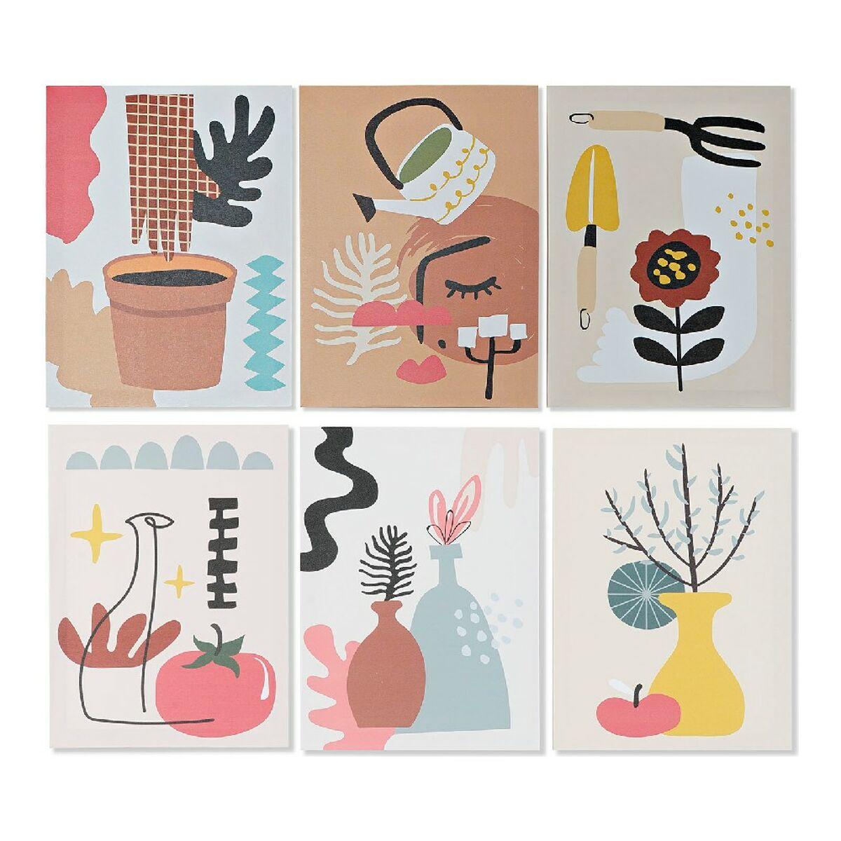 Cuadro DKD Home Decor Plants Maceta Escandinavo 30 x 1,8 x 40 cm Multicolor