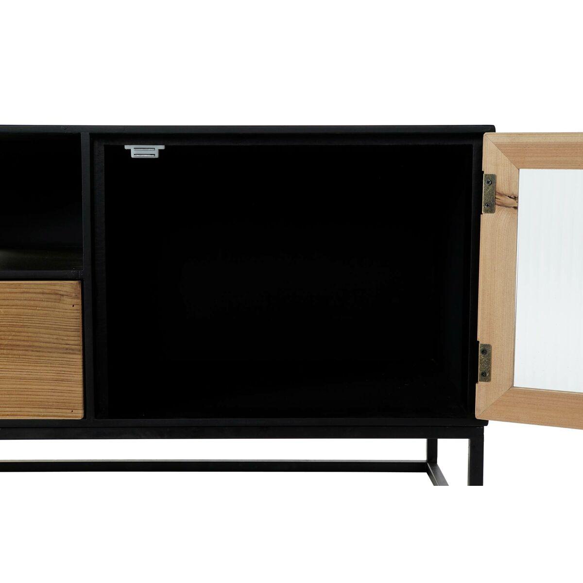 Mueble de TV DKD Home Decor Negro Madera Metal Cristal (140 x 40 x 50 cm)