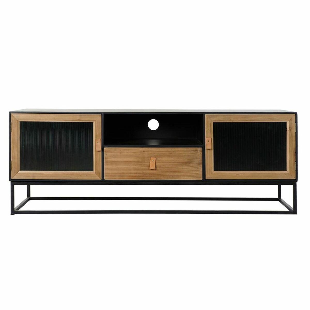 Mueble de TV DKD Home Decor Negro Madera Metal Cristal (140 x 40 x 50 cm)