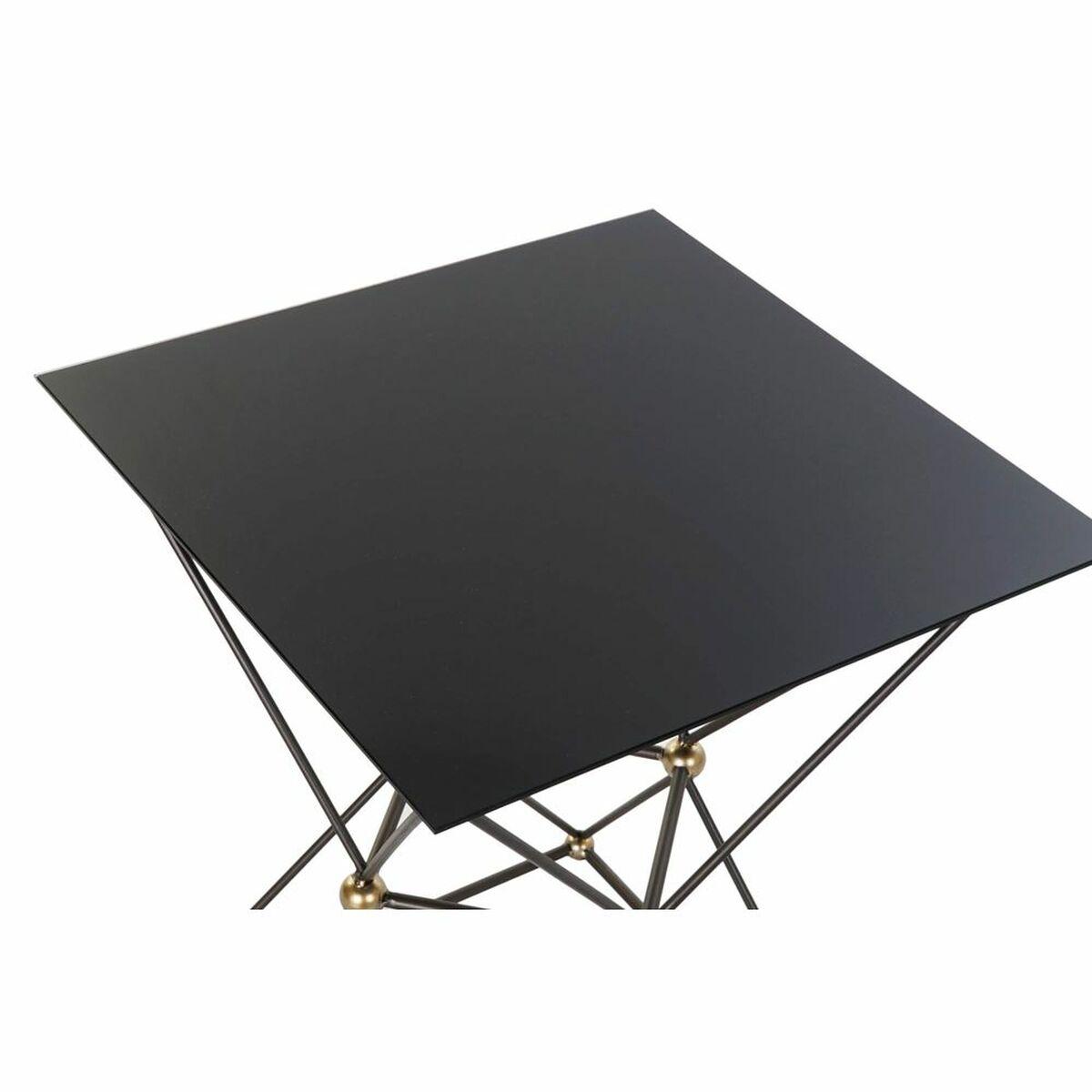 Mesa auxiliar DKD Home Decor 8424001820344 45 x 45 x 55,5 cm Cristal Negro Dorado Metal