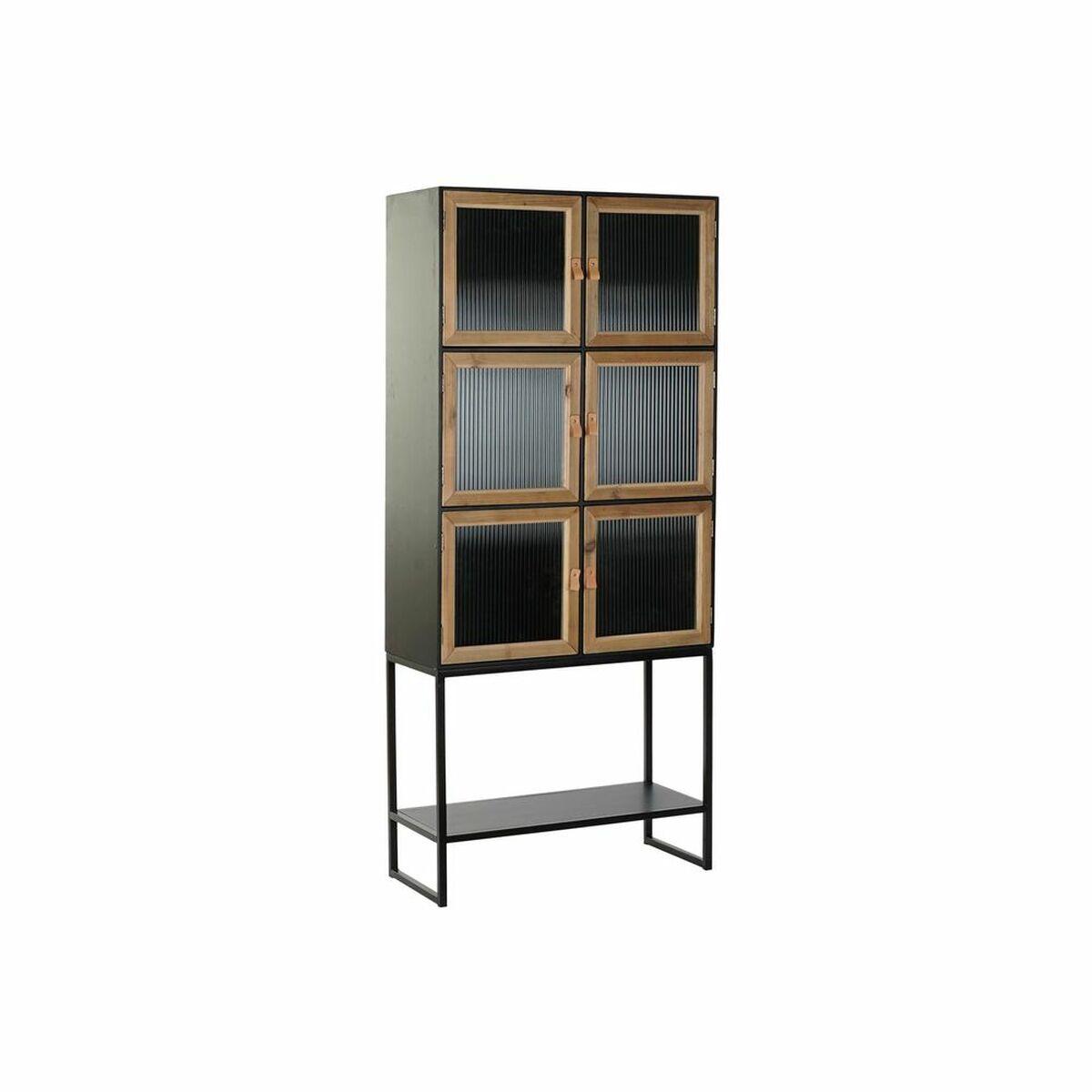 Armario DKD Home Decor Negro Madera Metal Cristal (80 x 35 x 180 cm)