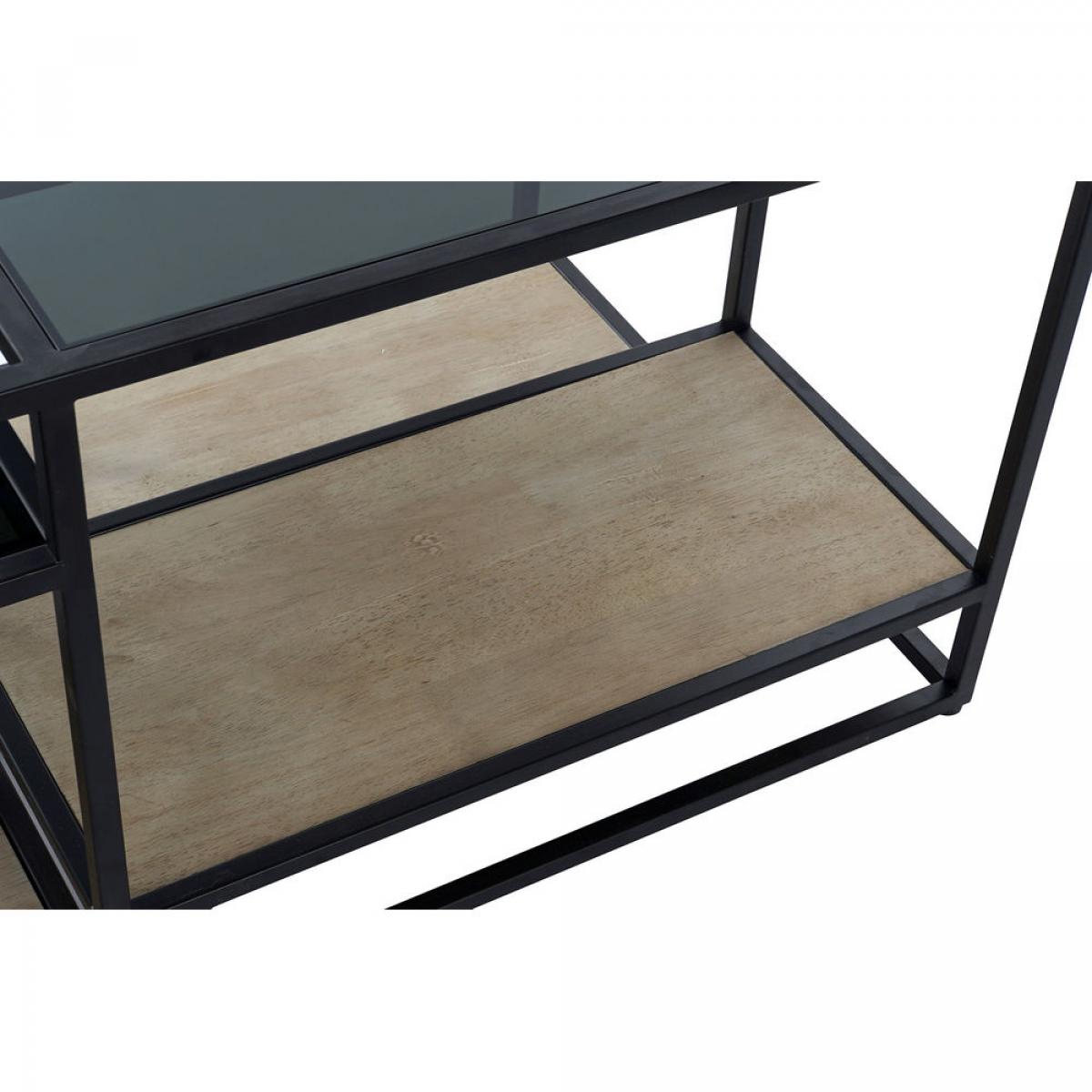 Mesa de Centro DKD Home Decor 8424001787234 Negro Multicolor Natural Madera Metal Espejo 120 x 60 x 50 cm