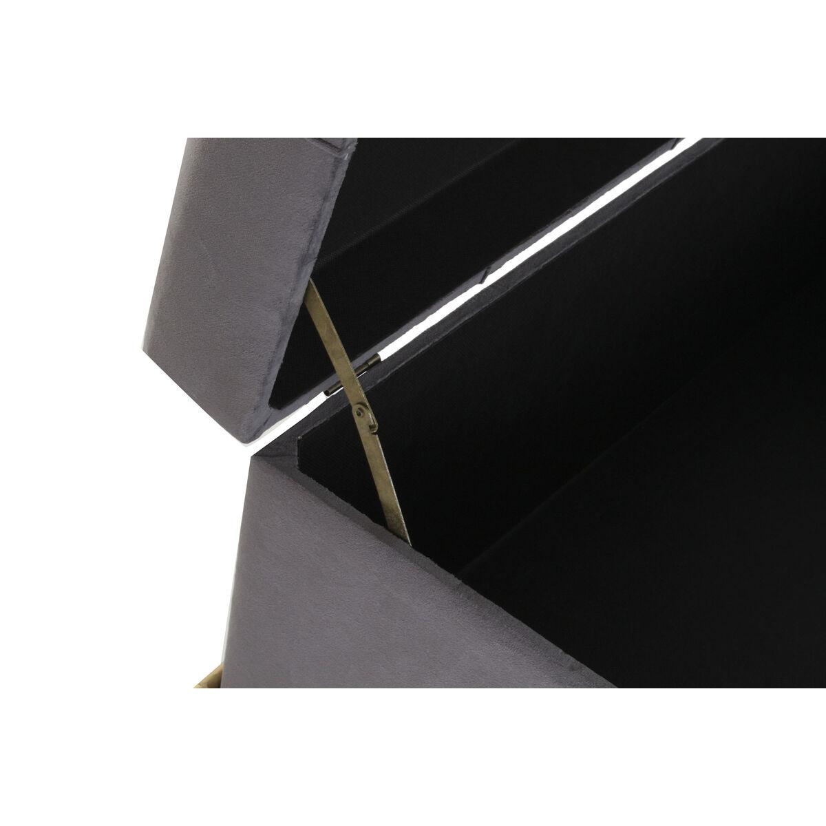 Banqueta DKD Home Decor Espuma Gris Dorado Metal Poliéster Terciopelo Madera MDF (80 x 40 x 42 cm)