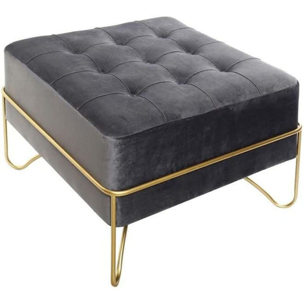 Banqueta DKD Home Decor Espuma Gris Dorado Metal Poliéster Terciopelo Madera MDF (80 x 40 x 42 cm)