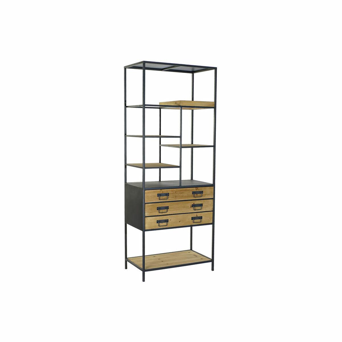 Estantería DKD Home Decor Abeto Negro Metal Marrón claro 6 Estantes (70 x 40 x 180 cm)