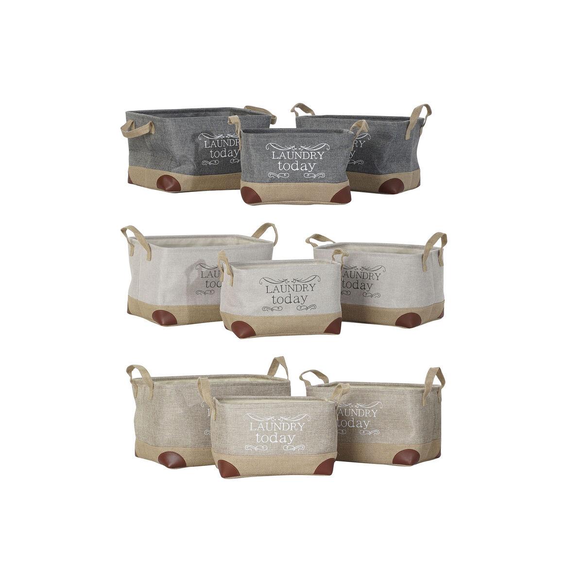Cesta Multiusos DKD Home Decor Beige Gris Marrón claro 40 x 30 x 24 cm Madera 3 Piezas (3 Unidades)