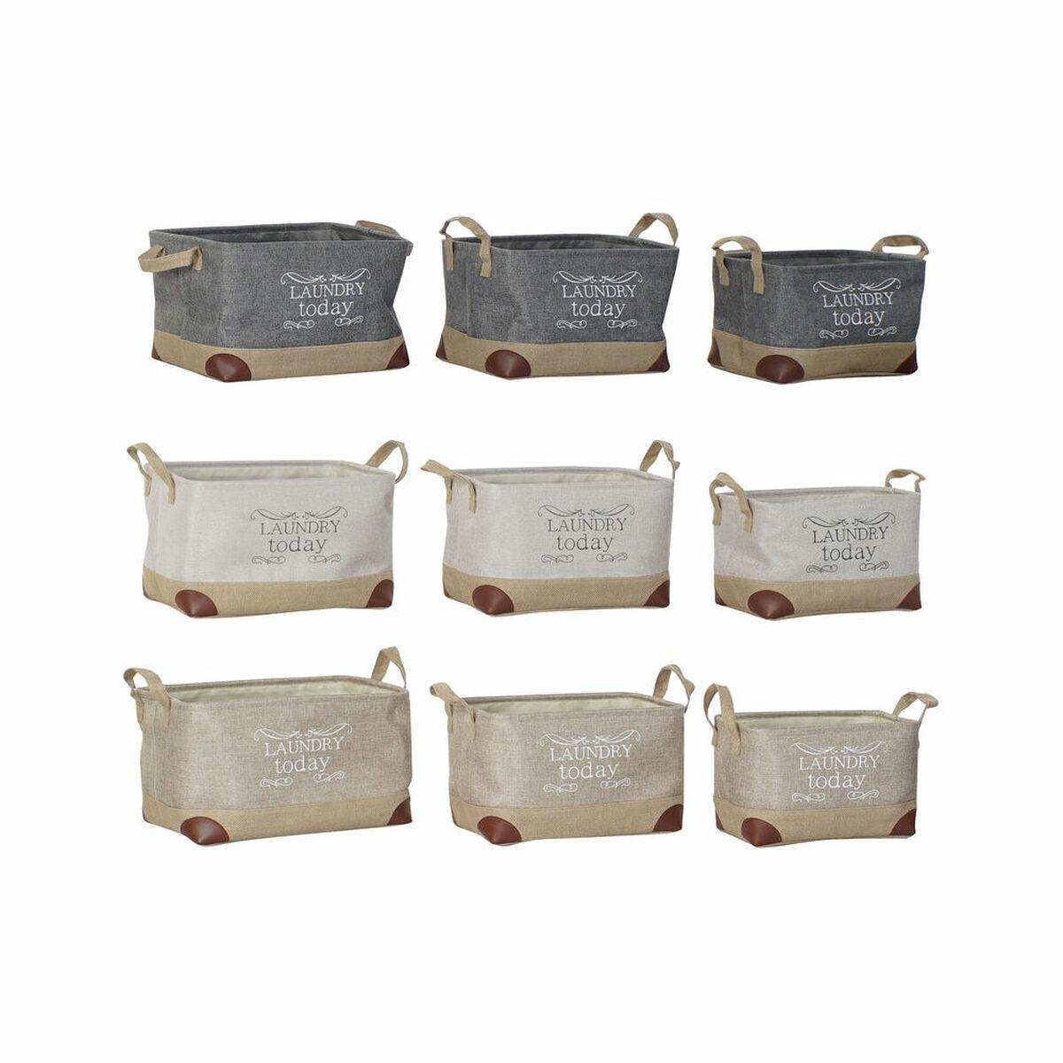 Cesta Multiusos DKD Home Decor Beige Gris Marrón claro 40 x 30 x 24 cm Madera 3 Piezas (3 Unidades)