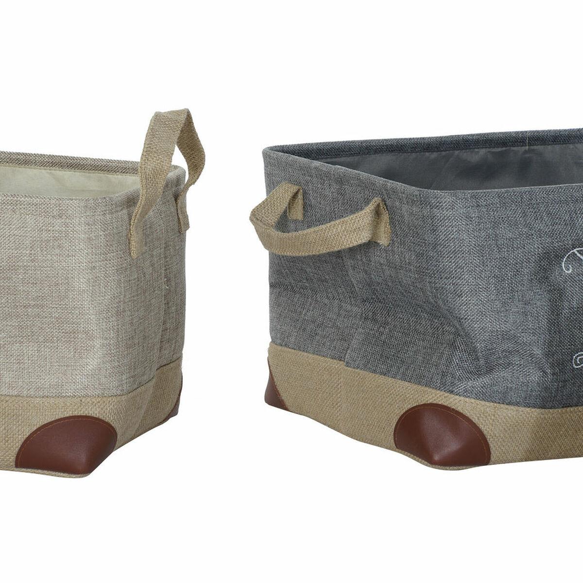 Cesta Multiusos DKD Home Decor Beige Gris Marrón claro 40 x 30 x 24 cm Madera 3 Piezas (3 Unidades)