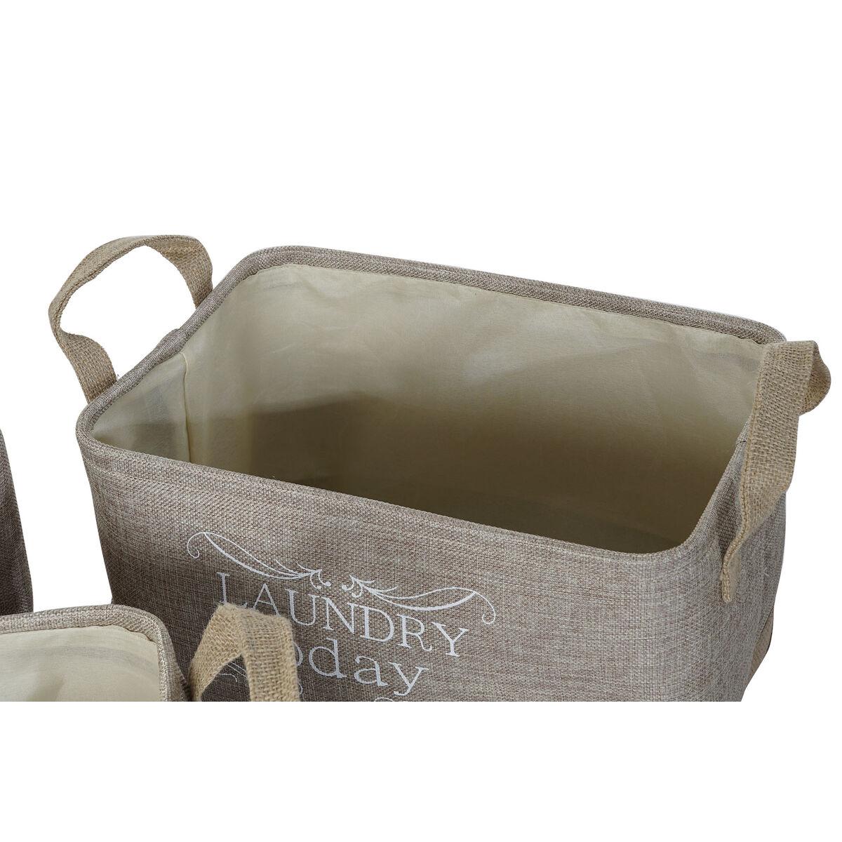 Cesta Multiusos DKD Home Decor Beige Gris Marrón claro 40 x 30 x 24 cm Madera 3 Piezas (3 Unidades)