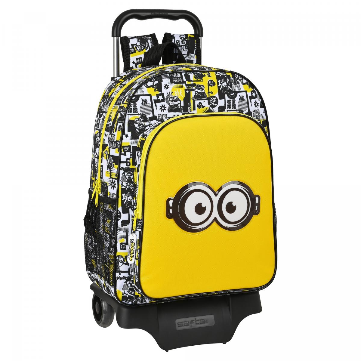 Mochila Escolar con Ruedas Minions M313L Negro Blanco Amarillo 14 L