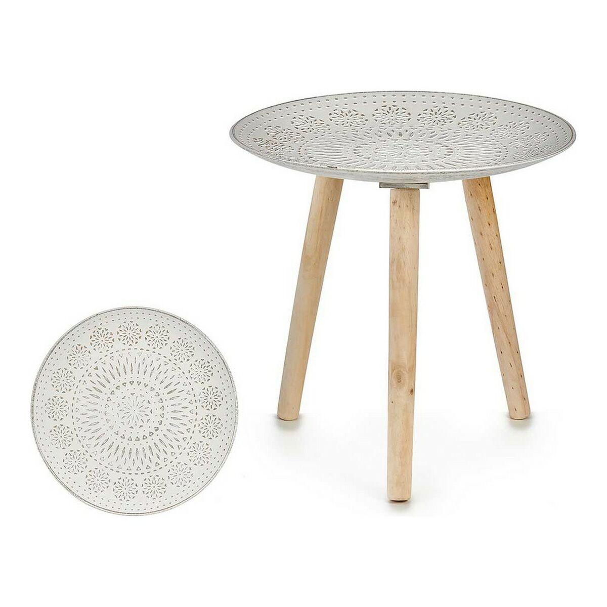 Mesa auxiliar Mandala 40 x 39 x 40 cm Madera Marrón Blanco