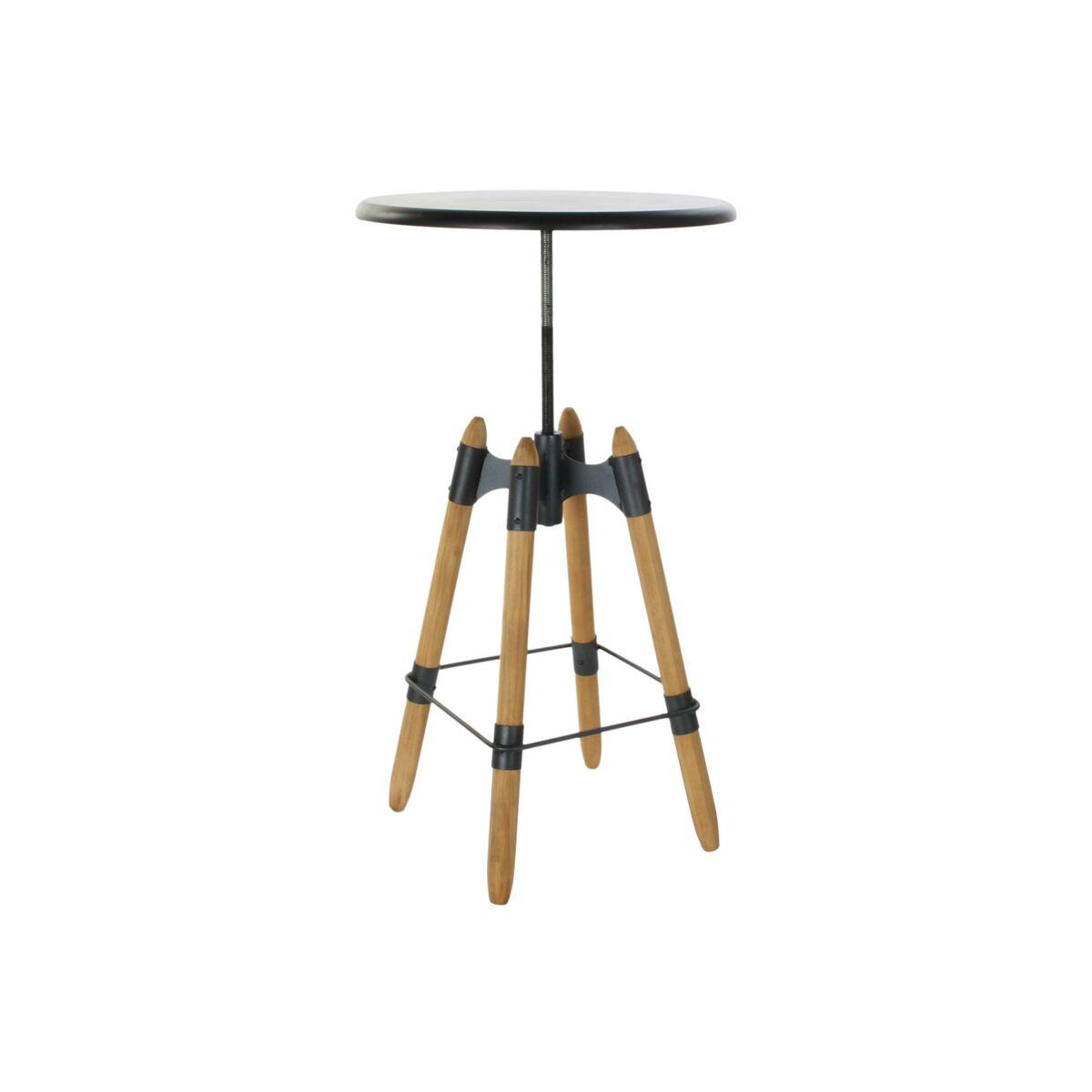 Mesa auxiliar DKD Home Decor 8424001831456 60 x 60 x 105 cm Natural Negro Metal Madera