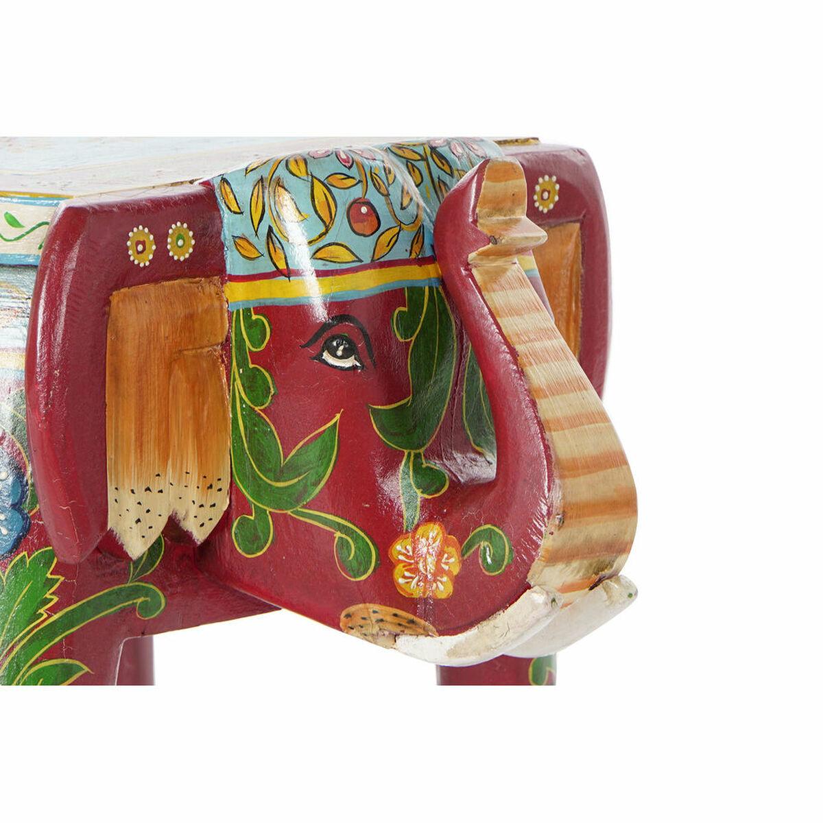Mesa auxiliar DKD Home Decor Marrón Multicolor Acrílico Madera de mango Elefante (45 x 34 x 34 cm)