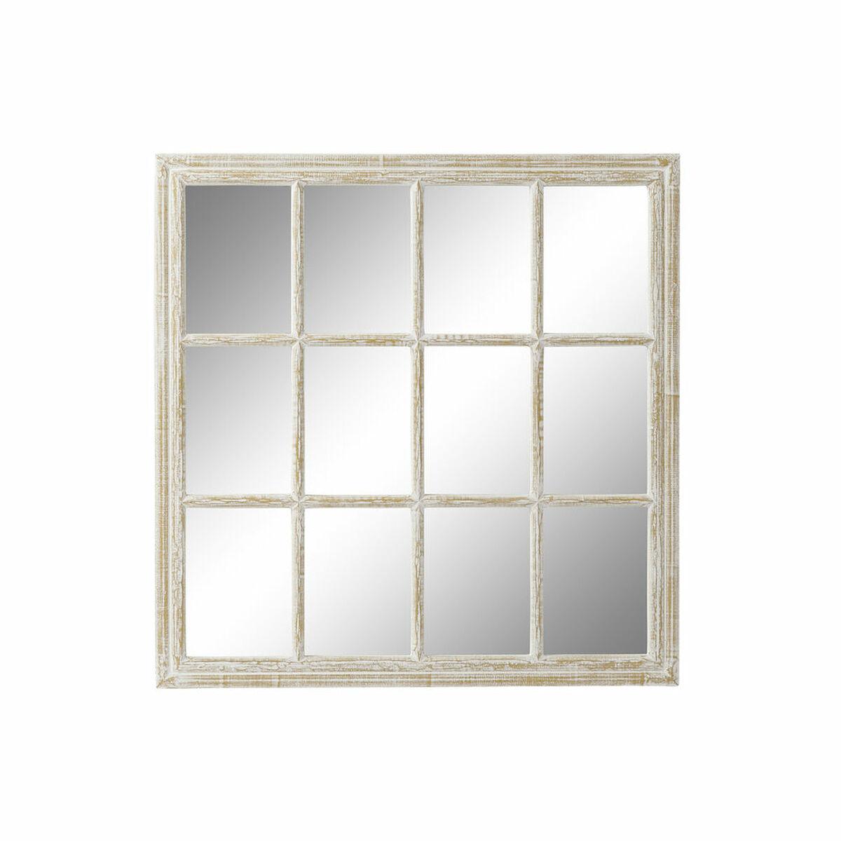 Espejo de pared DKD Home Decor Blanco Cristal Madera MDF Cottage Decapé 87,5 x 3 x 87,5 cm