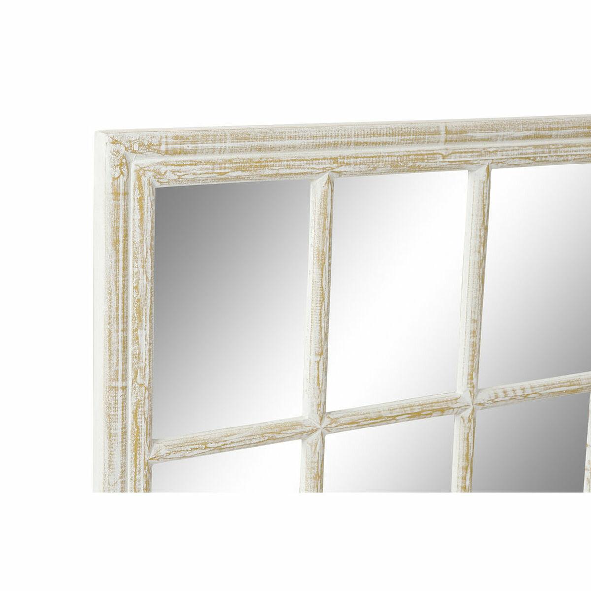 Espejo de pared DKD Home Decor Blanco Cristal Madera MDF Cottage Decapé 87,5 x 3 x 87,5 cm