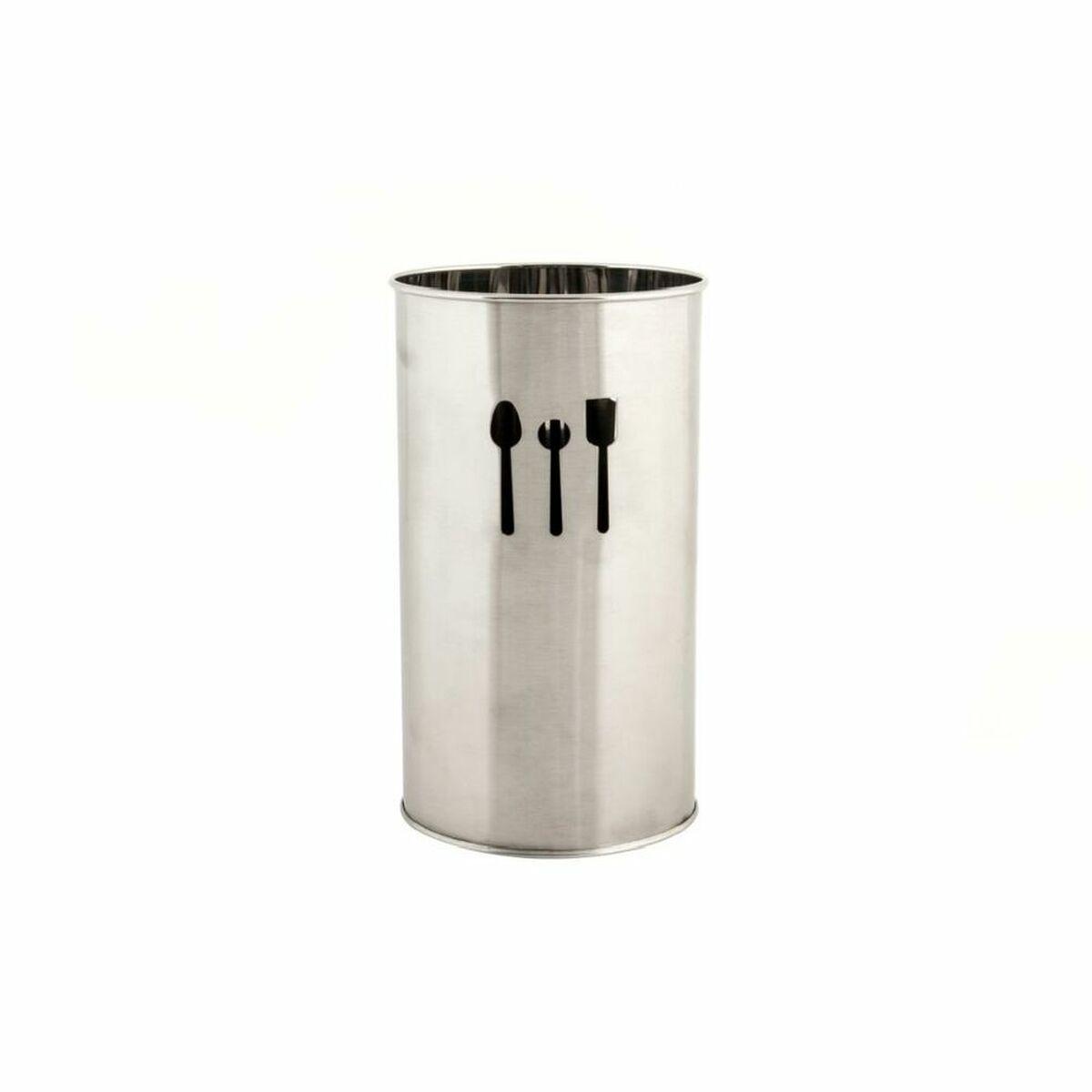 Cesto para cubiertos DKD Home Decor Plateado Acero Inoxidable 10 x 10 x 18 cm