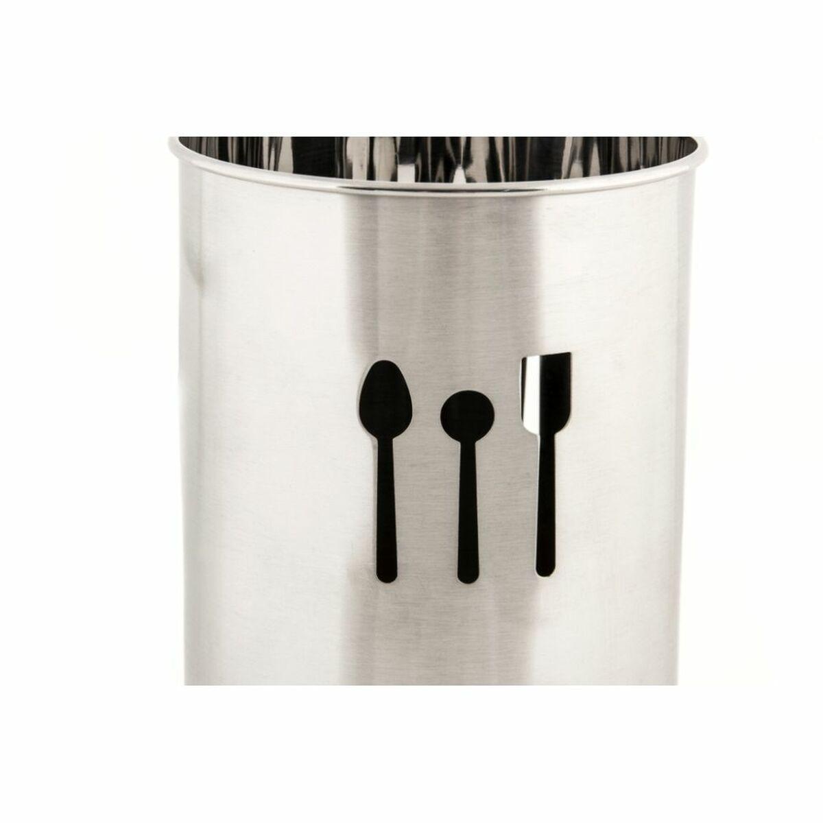 Cesto para cubiertos DKD Home Decor Plateado Acero Inoxidable 10 x 10 x 18 cm