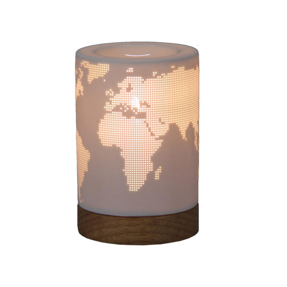 Lámpara de Mesa Mapamundi Madera Porcelana