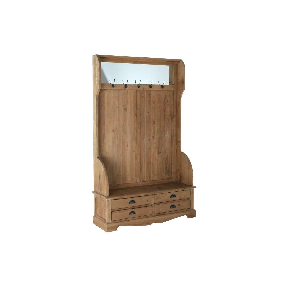 Perchero con Balda DKD Home Decor Marrón Negro Pino Espejo Natural Alpino 124 x 40 x 200 cm