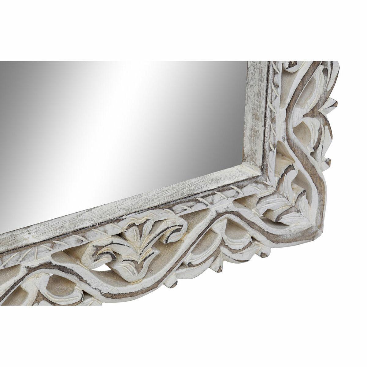 Espejo de pared DKD Home Decor Blanco Cristal Madera de mango Indio Decapé 61 x 3 x 105 cm