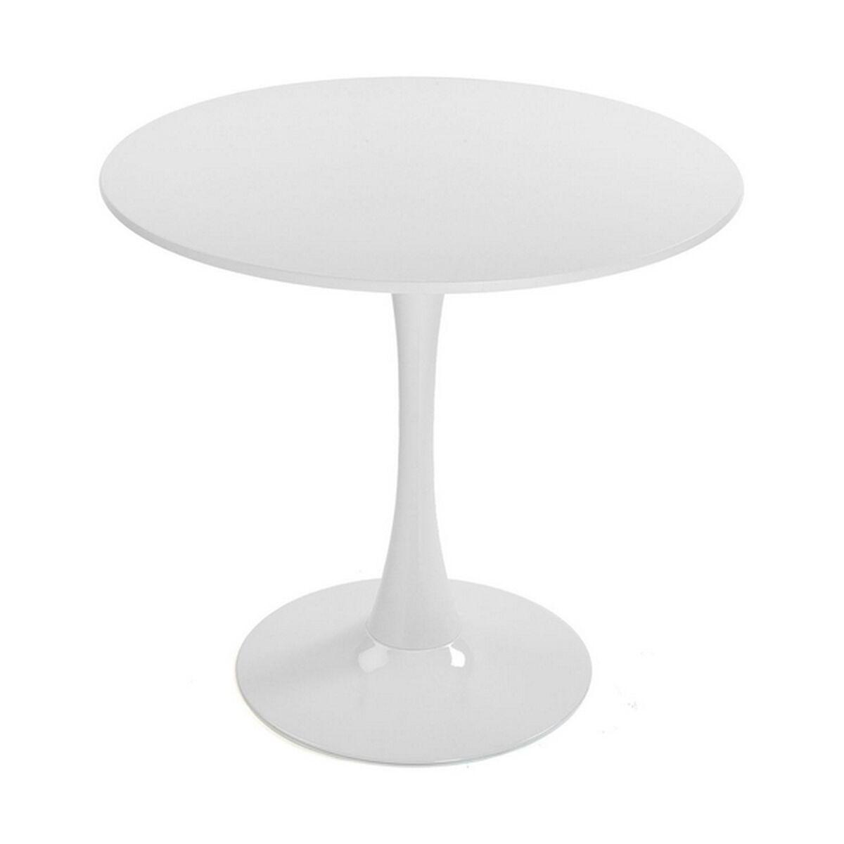 Mesa Redonda Blanco Metal Madera MDF (80 x 73 x 80 cm)