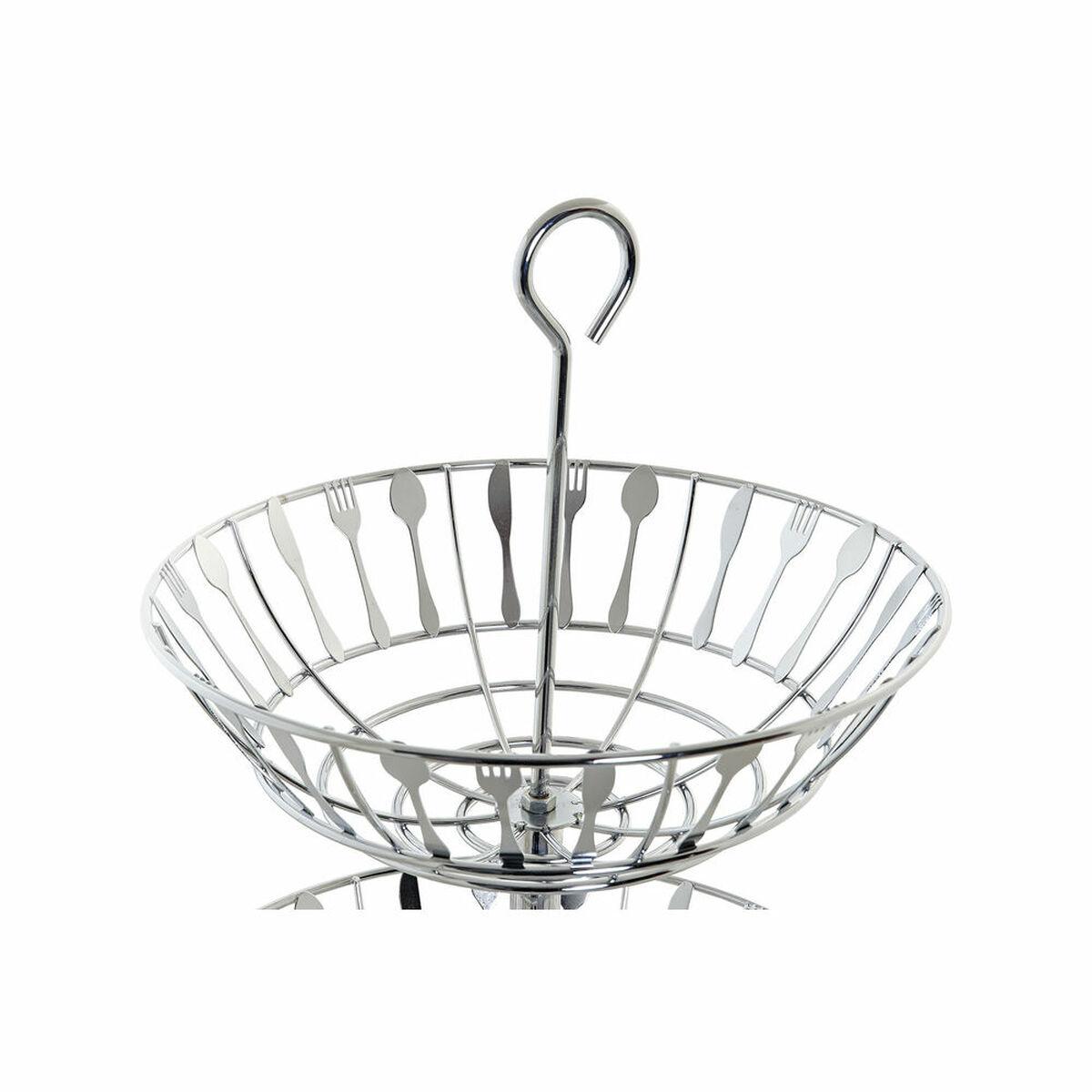 Frutero DKD Home Decor Plateado Metal Plástico 28 x 28 x 40 cm