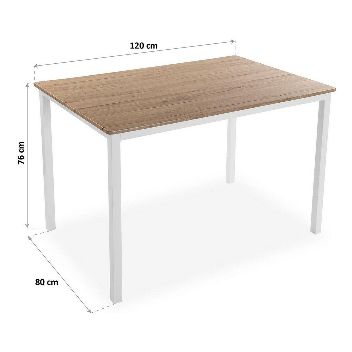 Mesa de Comedor Versa         Blanco Marrón Madera MDF 80 x 76 x 120 cm