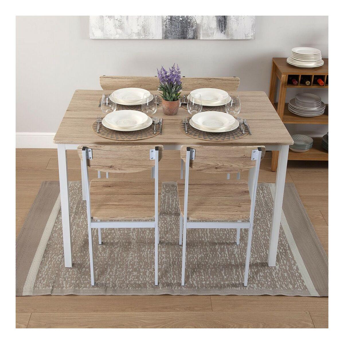 Mesa de Comedor Versa         Blanco Marrón Madera MDF 80 x 76 x 120 cm