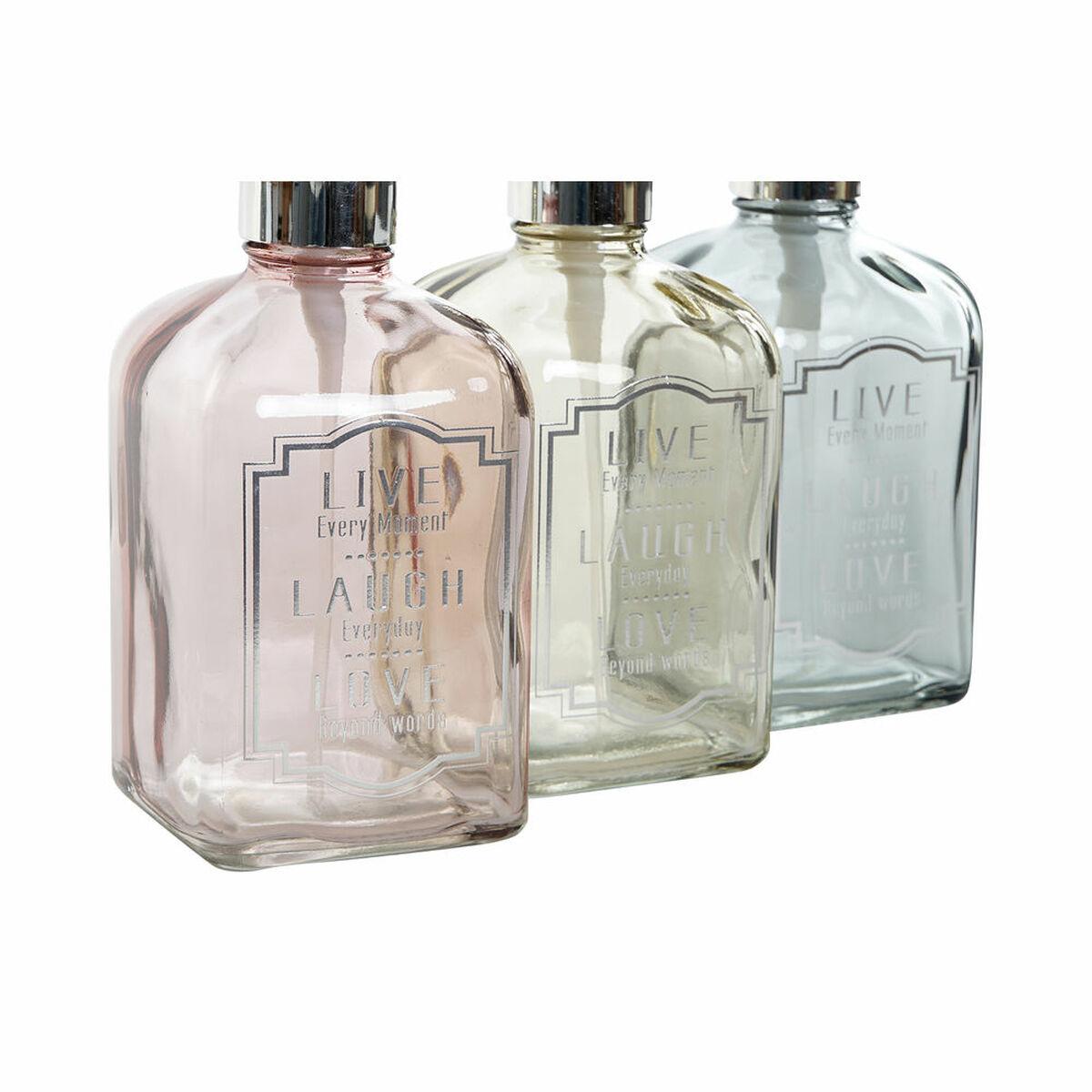 Dispensador de Jabón DKD Home Decor Gris Rosa Dorado Plateado Cristal Plástico Moderno 450 ml 7,5 x 7,5 x 19 cm (3 Unidades)