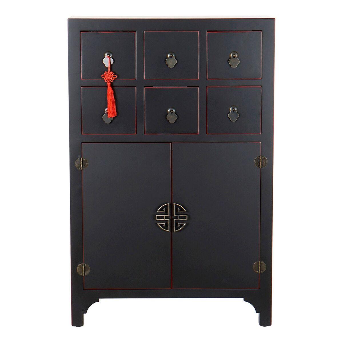 Cajonera DKD Home Decor Negro Rojo Multicolor Abeto Madera MDF Oriental 63 x 27 x 101 cm
