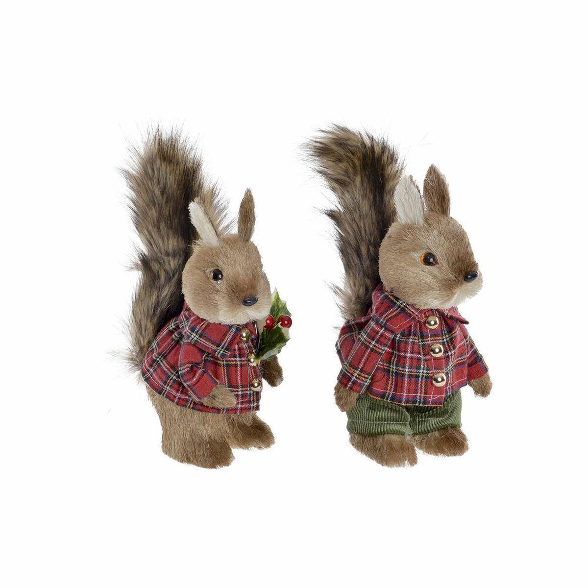 Adorno Navideño DKD Home Decor Poliéster Ardilla (2 pcs) (12 x 15 x 25 cm)