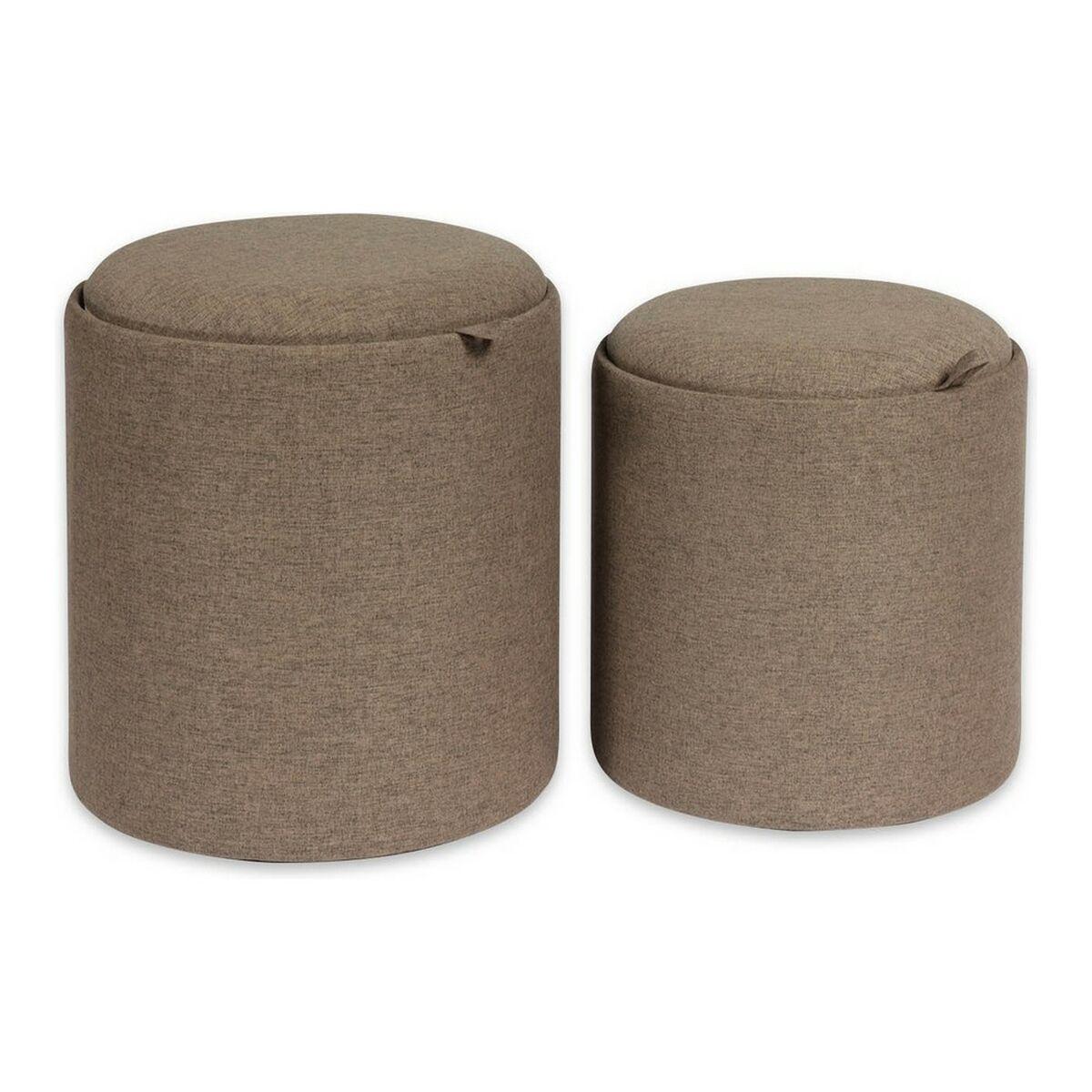 Puff Chocolate Poliéster Madera MDF (2 Piezas) (39 x 44 x 39 cm) (30,5 x 30,5 x 38cm)