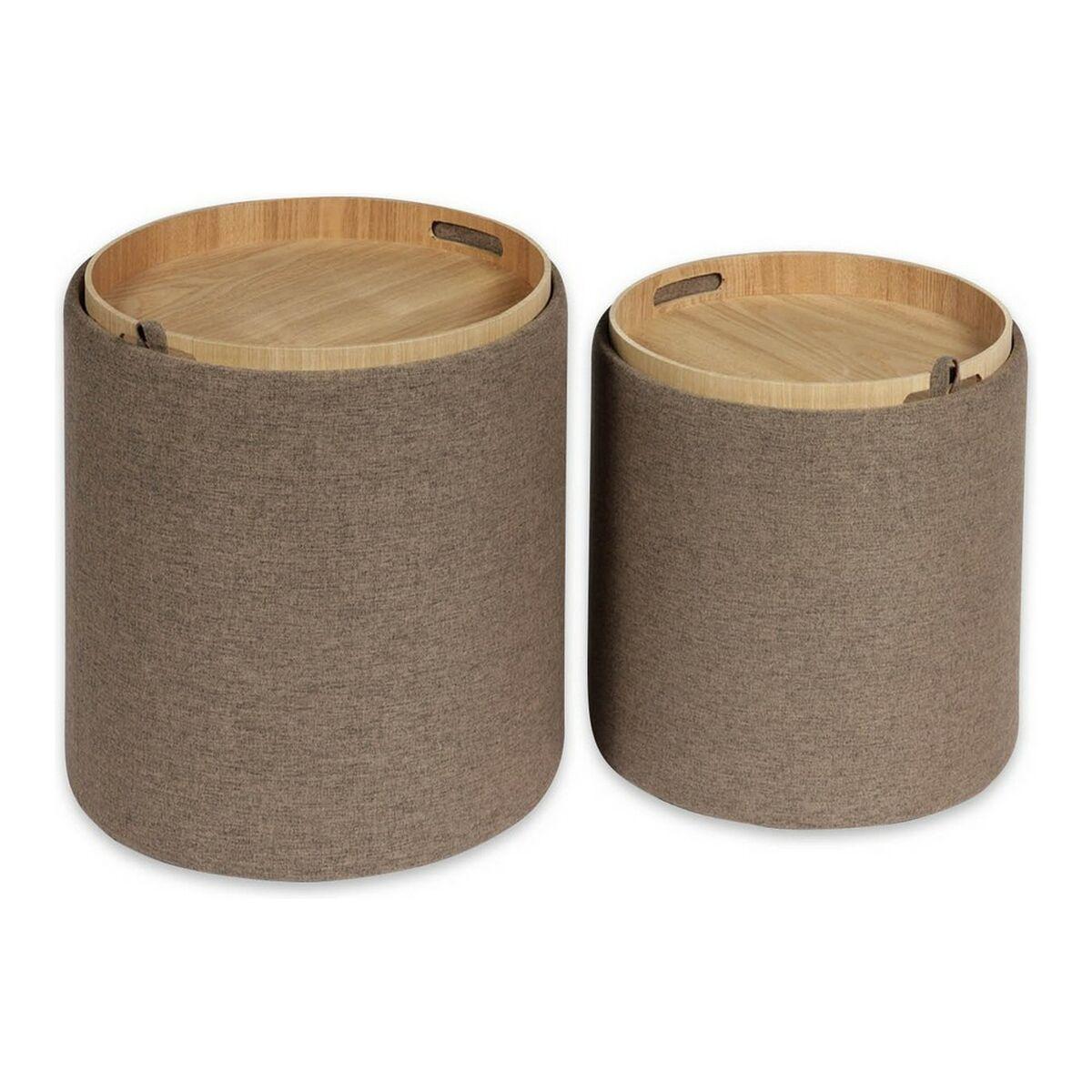 Puff Chocolate Poliéster Madera MDF (2 Piezas) (39 x 44 x 39 cm) (30,5 x 30,5 x 38cm)