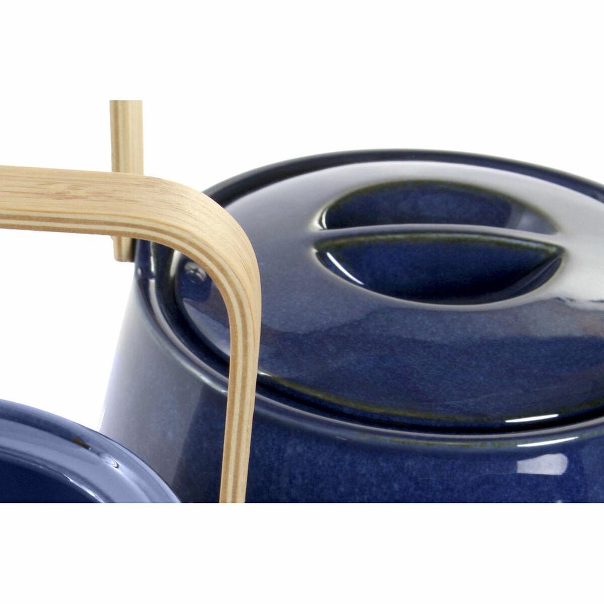 Tetera DKD Home Decor 21 x 17 x 10 cm Porcelana Azul 1 L