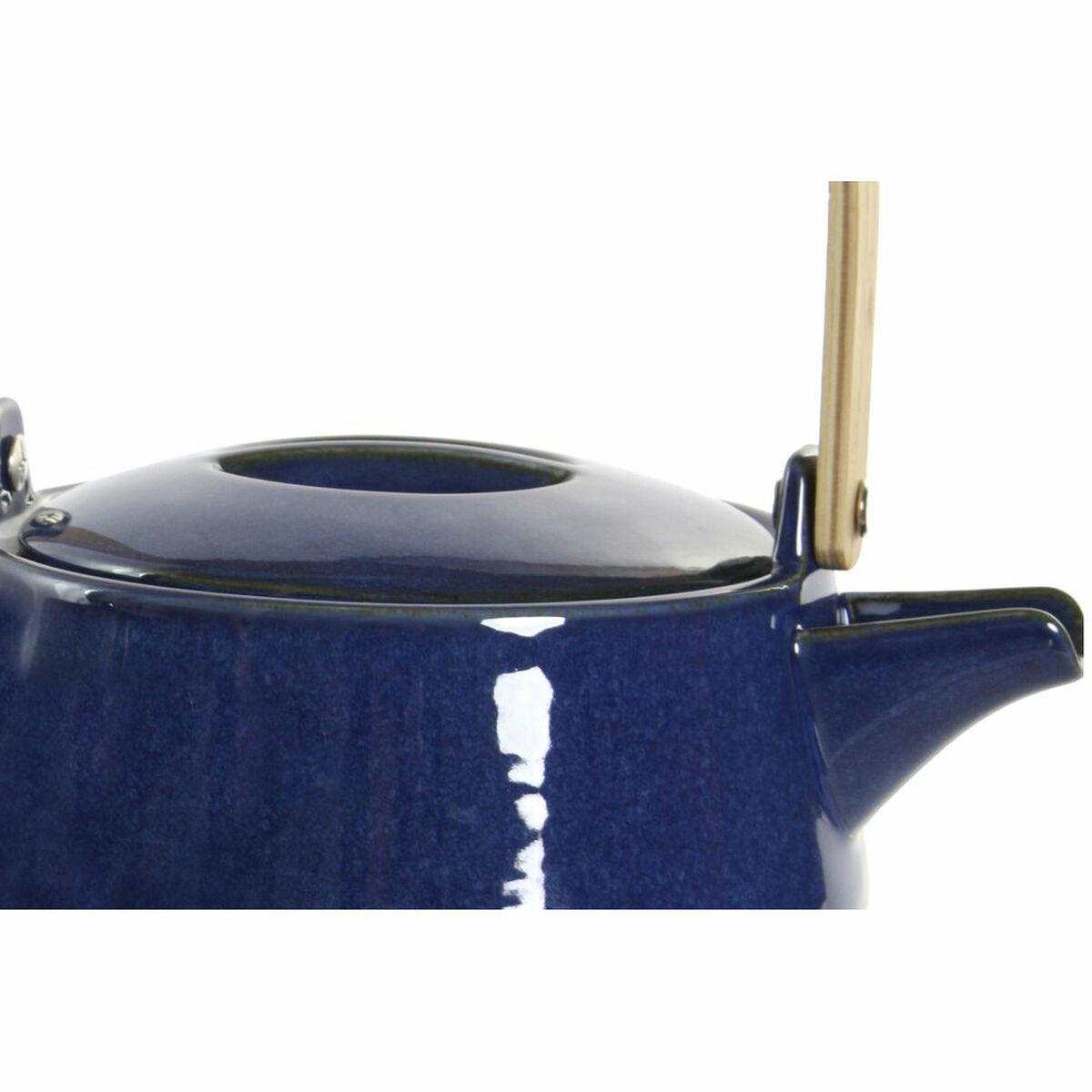 Tetera DKD Home Decor 21 x 17 x 10 cm Porcelana Azul 1 L