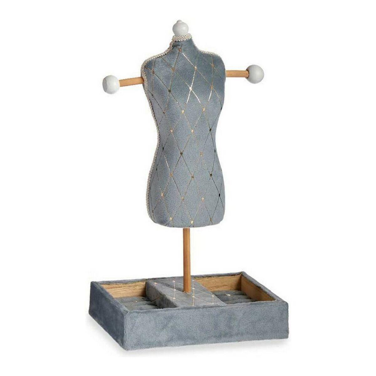 Joyero de Pie Gris Rombos Madera