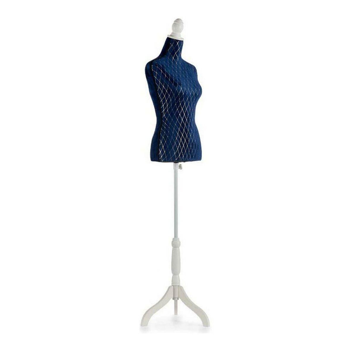 Maniquí Azul Rombos Terciopelo Madera (39 x 165 x 41 cm)