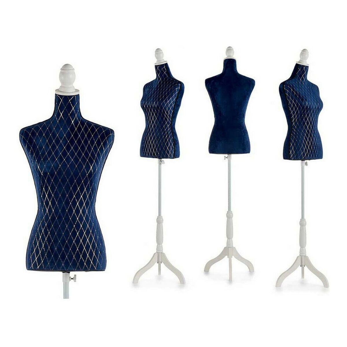 Maniquí Azul Rombos Terciopelo Madera (39 x 165 x 41 cm)