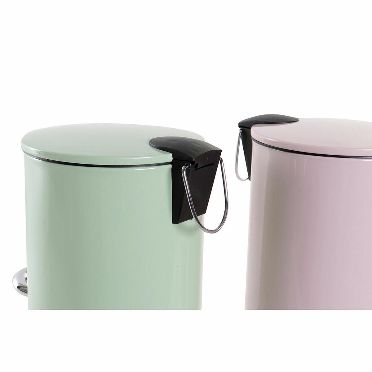 Papelera DKD Home Decor LB-181142 Rosa Menta Metal 3 L (2 Unidades)