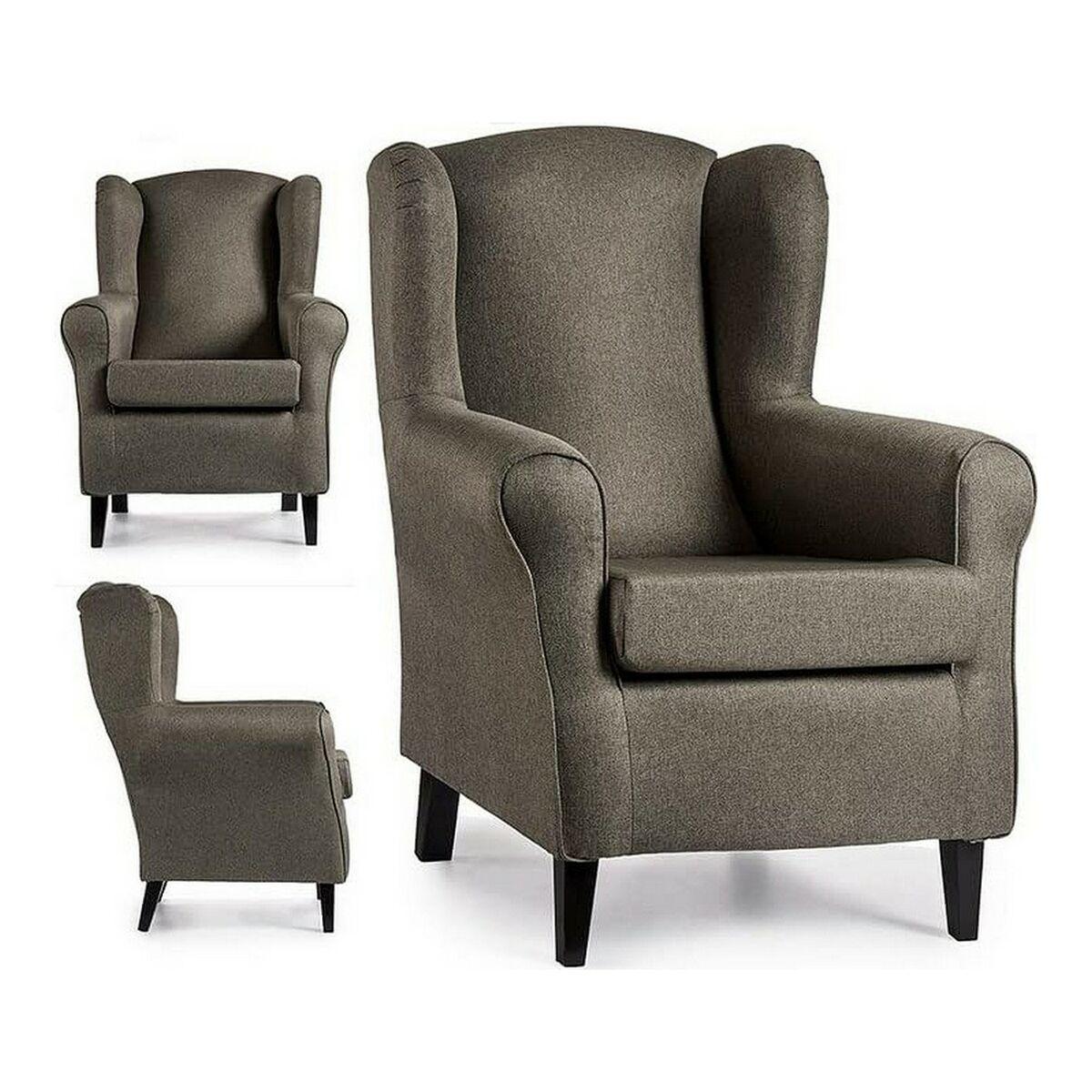 Sillón Sade Poliéster Madera de pino Gris claro (65 x 101 x 75 cm) (65 x 101 x 75 cm)