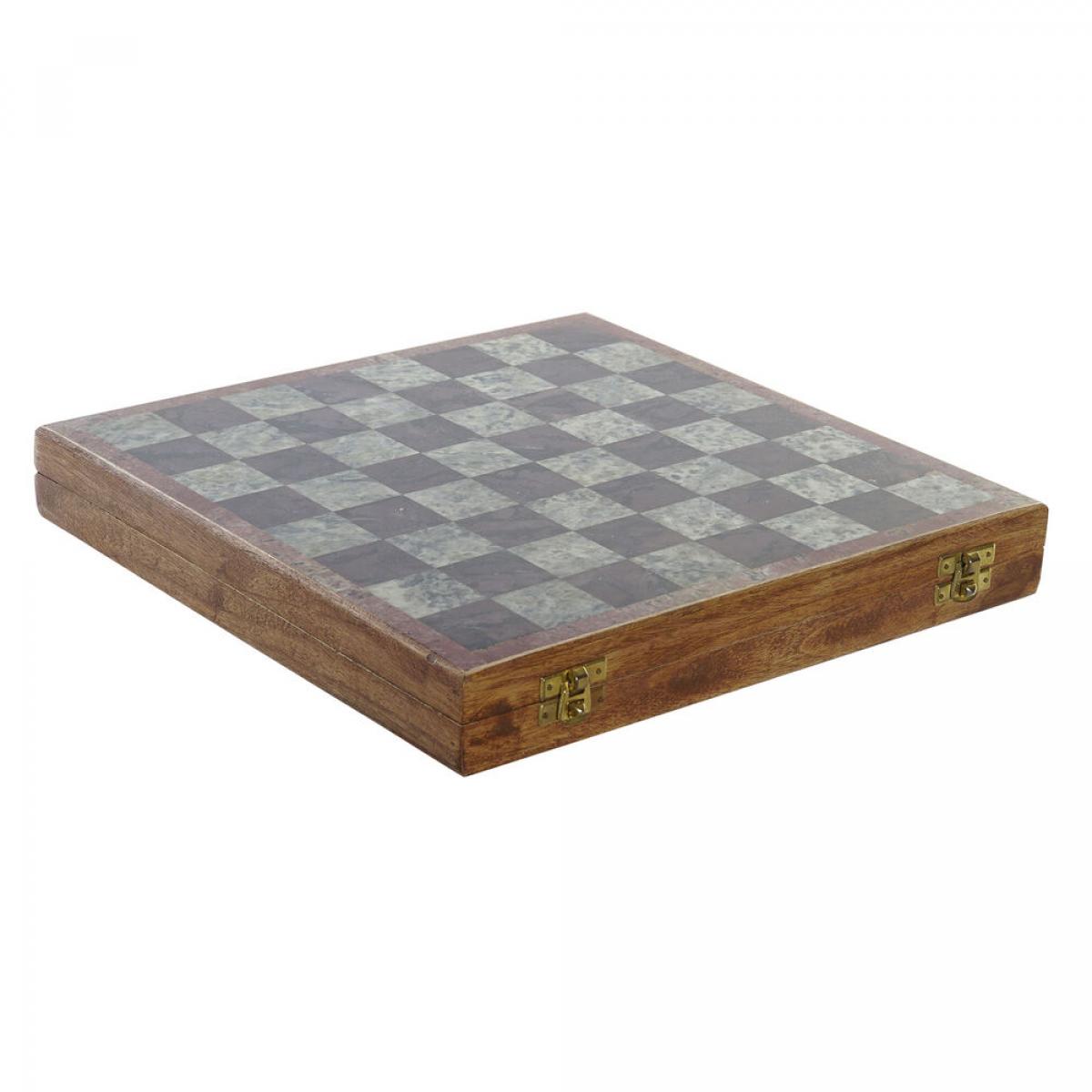 Ajedrez DKD Home Decor Blanco Marrón Negro Madera Piedra 30 x 30,5 x 4,5 cm