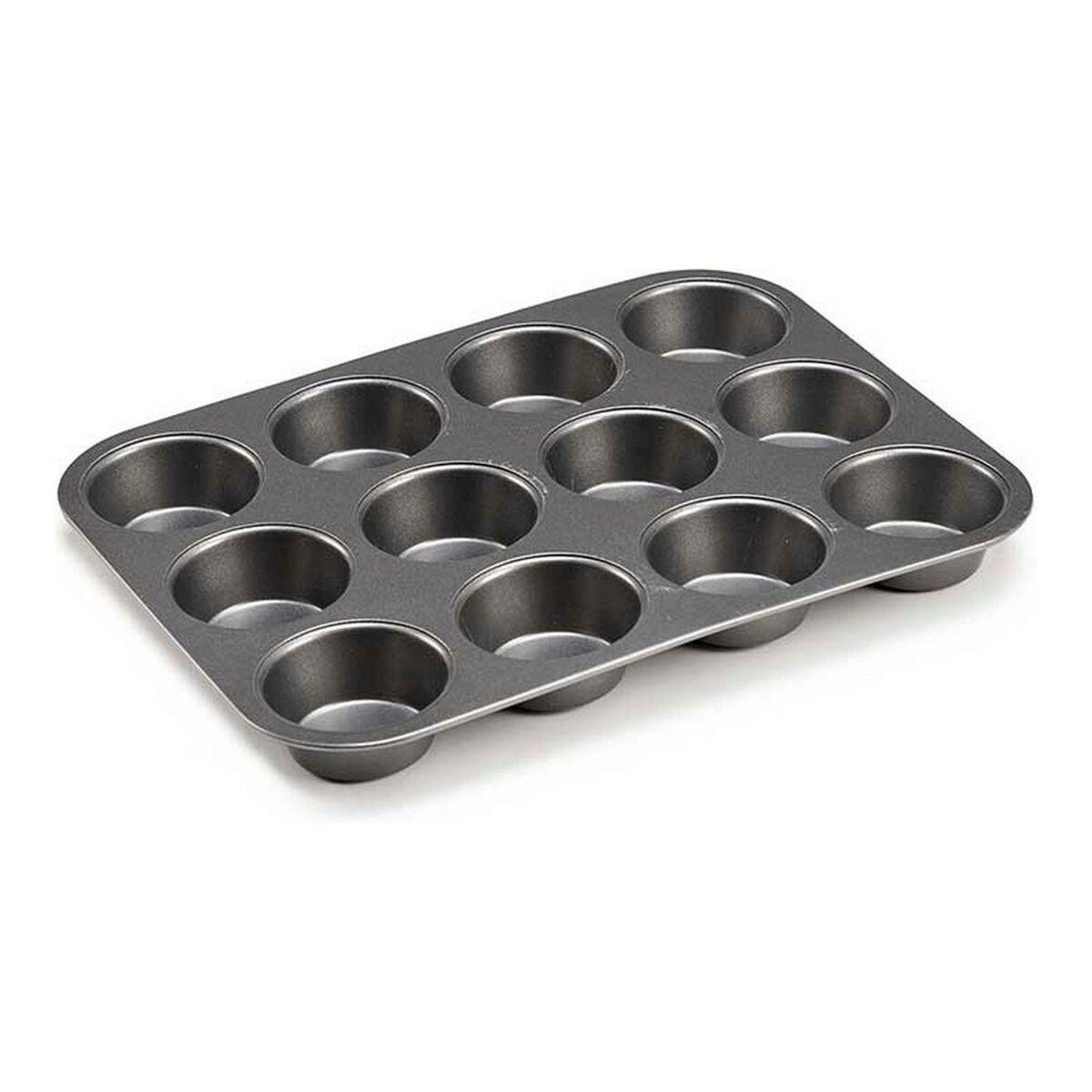 Molde para Repostería Metal Gris oscuro Acero al carbono (12 Unidades) (20 x 2,5 x 26 cm)