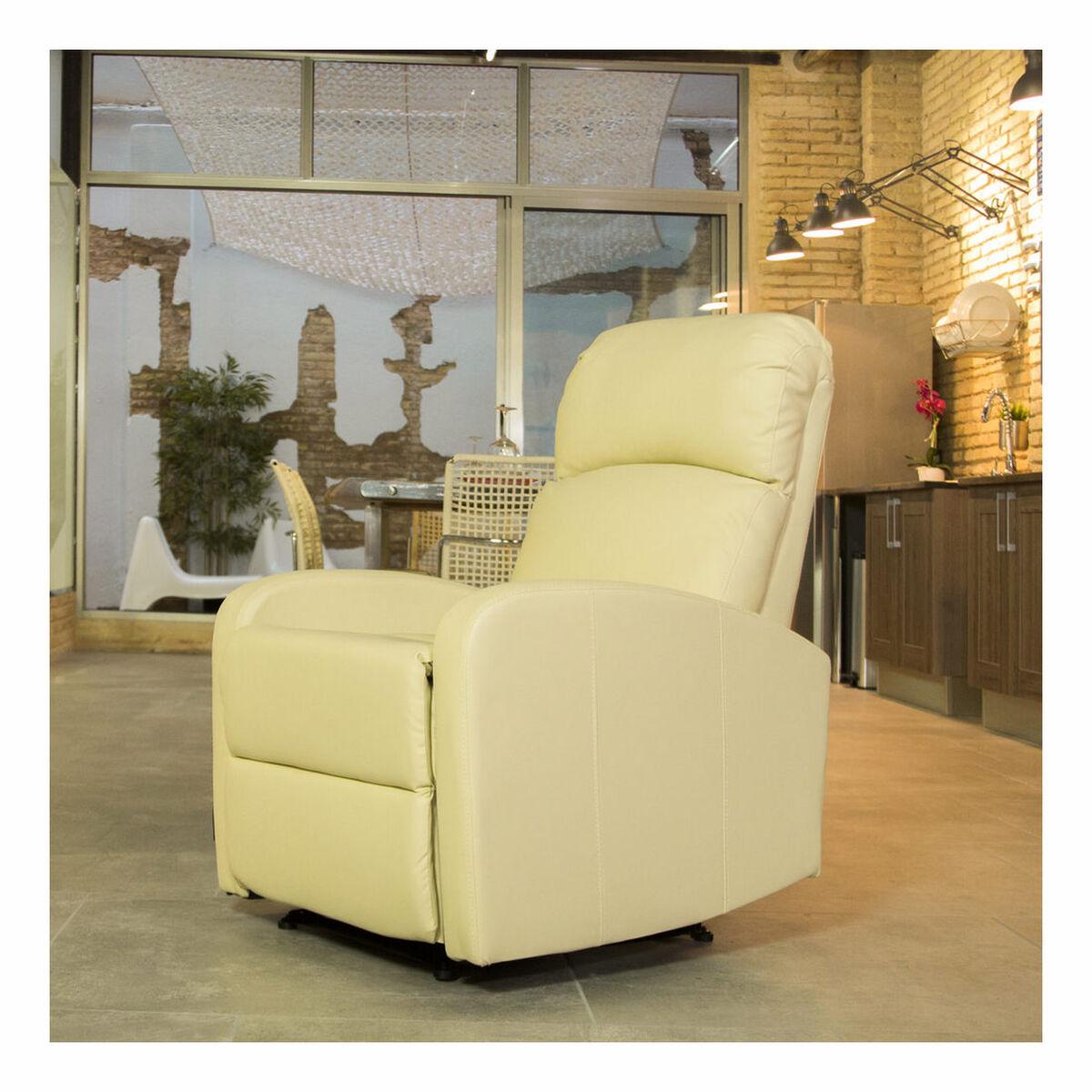 Sillón Reclinable Astan Hogar Relax Manual Crema Piel Sintética