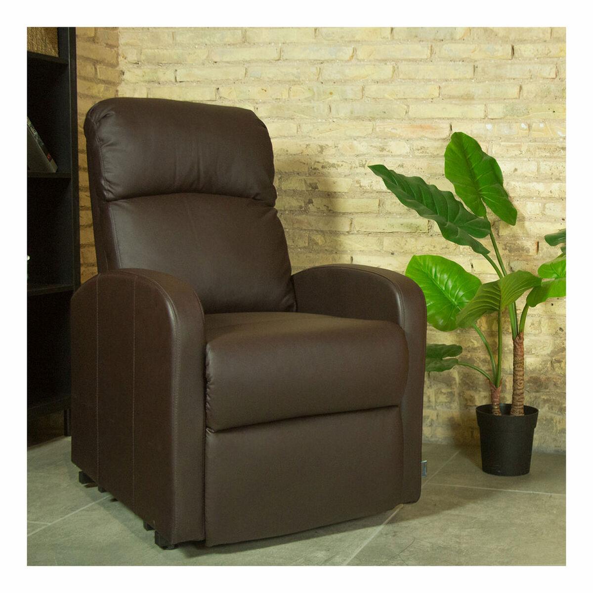 Sillón Reclinable Astan Hogar Relax Manual Chocolate Piel Sintética