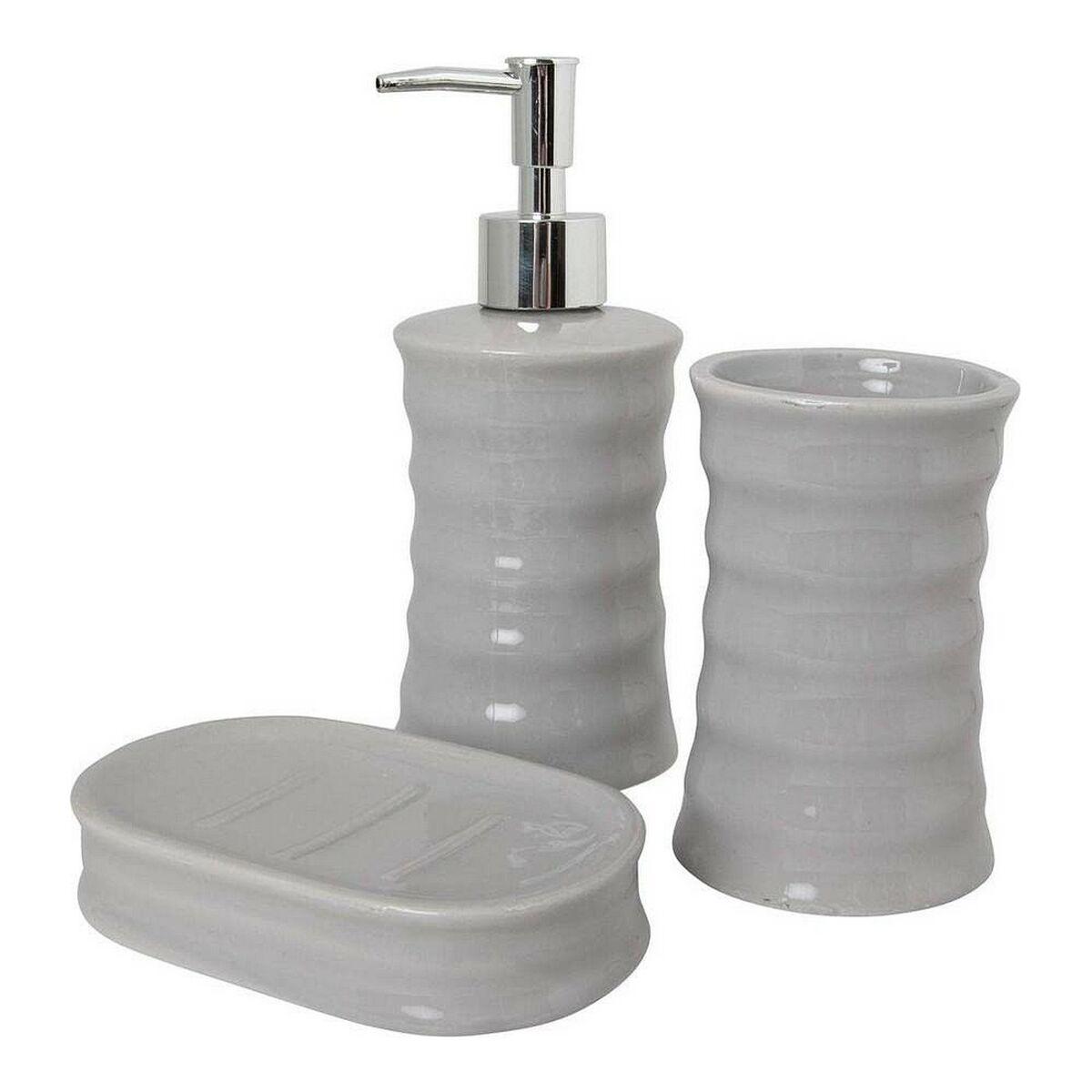 Set de Baño Berilo 89457 Gris Metal Cerámica Ondas