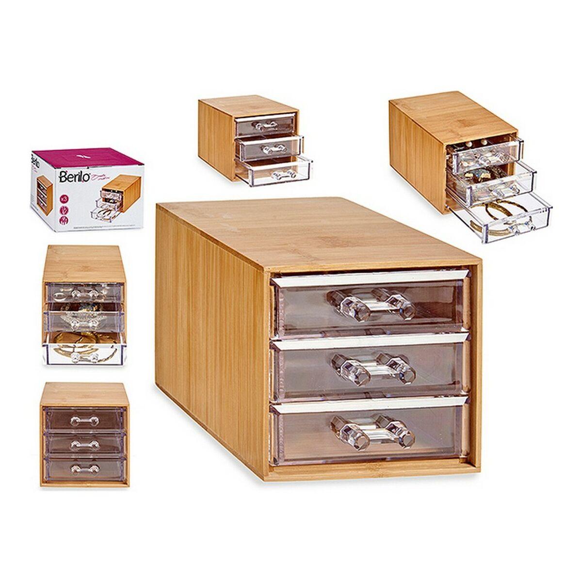 Caja-Joyero Marrón Transparente Bambú Metacrilato (12 x 10,7 x 15 cm)