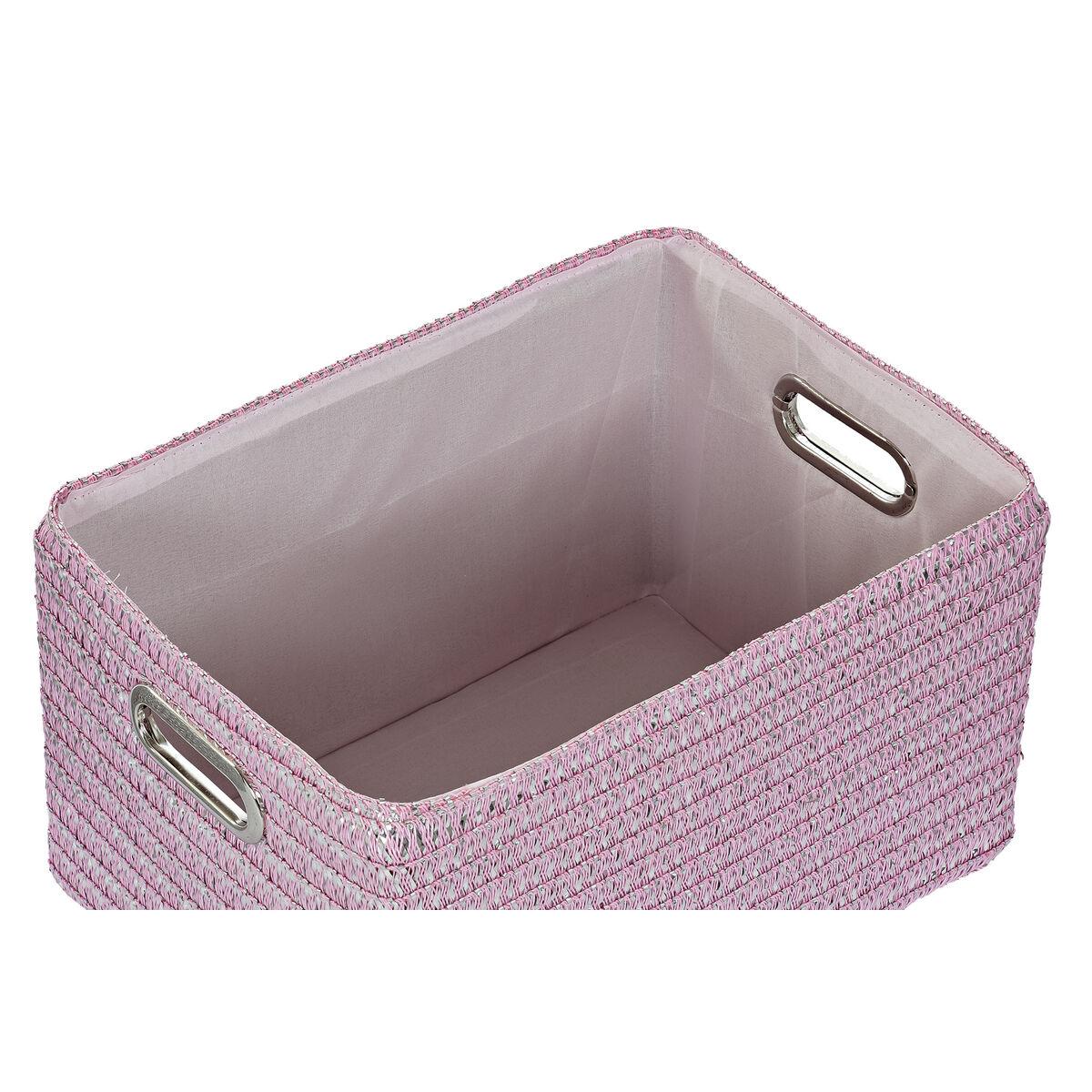Cesta Multiusos DKD Home Decor Rosa Plateado Polipropileno 44 x 36 x 50 cm 4 Kg 5 Piezas
